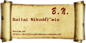 Ballai Nikodémia névjegykártya